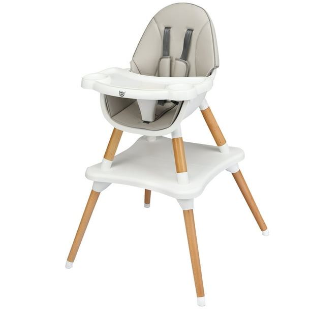 Babyjoy 5-in-1Baby High Chair Infant Wooden Convertible Chair w/ 5-Point Seat  Belt Gray 
