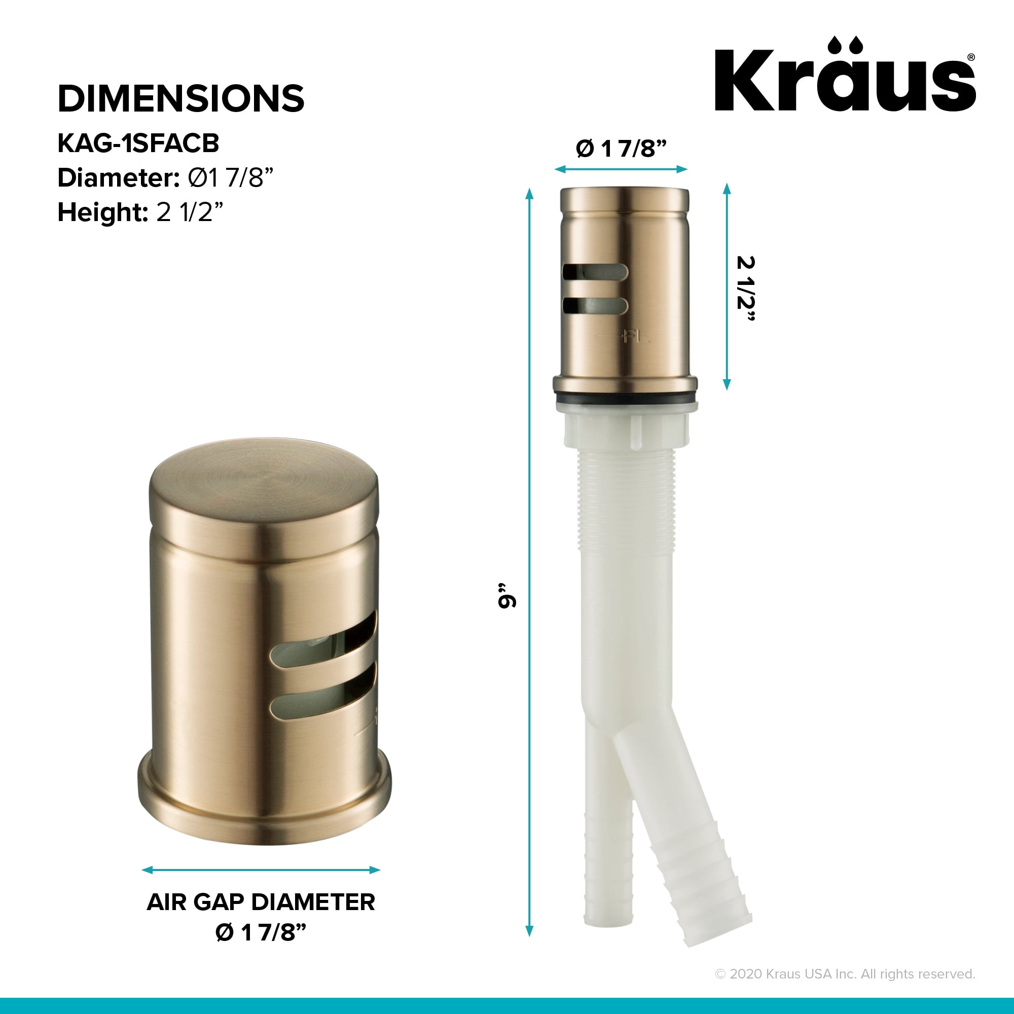 KRAUS Dishwasher Air Gap in Spot Free Antique Champagne Bronze