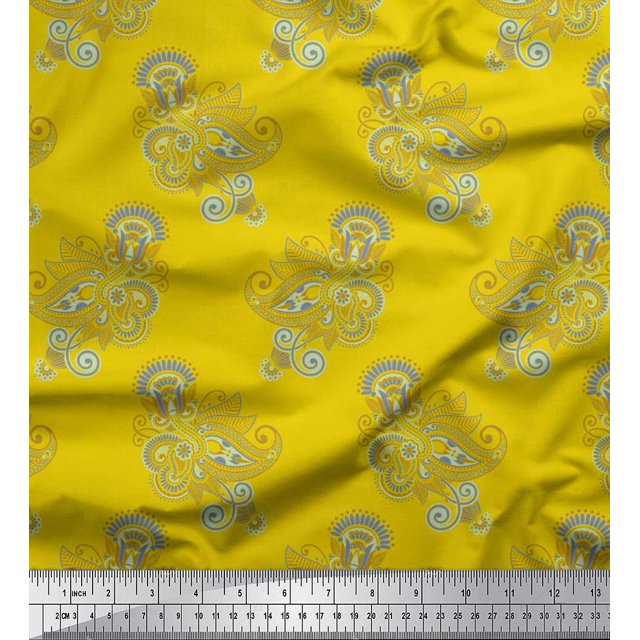 Soimoi Rayon Fabric Artistic Paisley Printed Fabric 1 Yard 56 Inch Wide