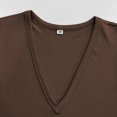 thumbnail image 5 of Cold Shoulder Ribbed Top for Women Long Sleeve Slim Fit Deep V Neck Fitted Knit Shirt Fall Versatile Comfy Casual Basic Blouse Brown XXL, 5 of 9