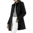 thumbnail image 5 of Unique Bargains Women's Single Breasted Winter Outwear Trench Coat L Black, 5 of 7