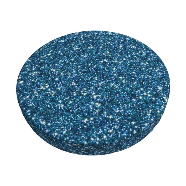 Disketp Blue Glitter Funda Redonda para Taburete, Funda de Cojín para Silla de Bar Suave y Elástica-14 inch