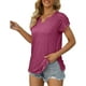 thumbnail image 4 of Minnieouse Verano plisado manga corta empalme cuello en V camiseta Tops mujer suelta ajuste fluido camisetas diarias trabajo al aire libre Prendas para la parte del cuerpo rojo ladrillo XXL, 4 of 6