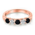 thumbnail image 3 of Gem Stone King 18K Rose Gold Plated Silver Black Onyx and Lab Grown Diamond Wedding-Bands Ring for Women | 0.73 Cttw | Round 3.5MM | Gemstone December Birthstone | Size 8, 3 of 6