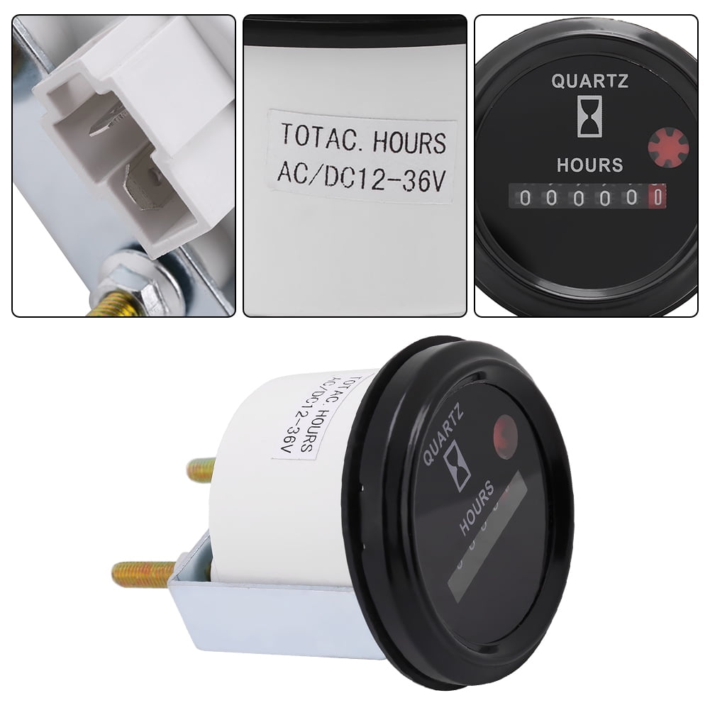 Zerodis Boat Hour Meter,1236V DC AC 6 Digit Accurate Round Quartz Hour
