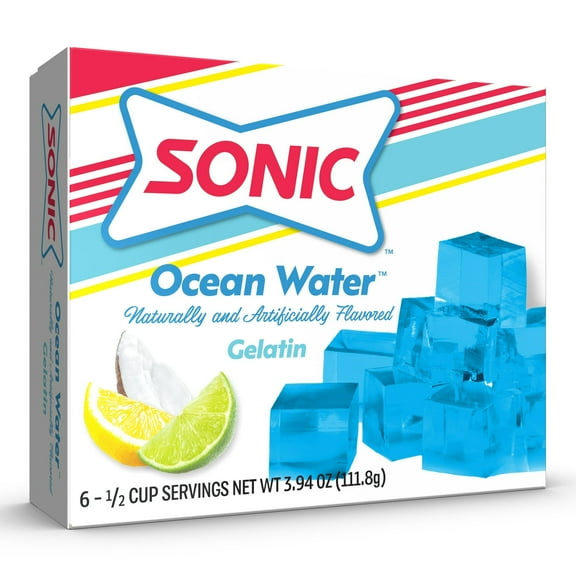 Sonic Ocean Water Gelatin Mix, 6 Servings, 3.94 oz Cardboard Box (Pack of 5)