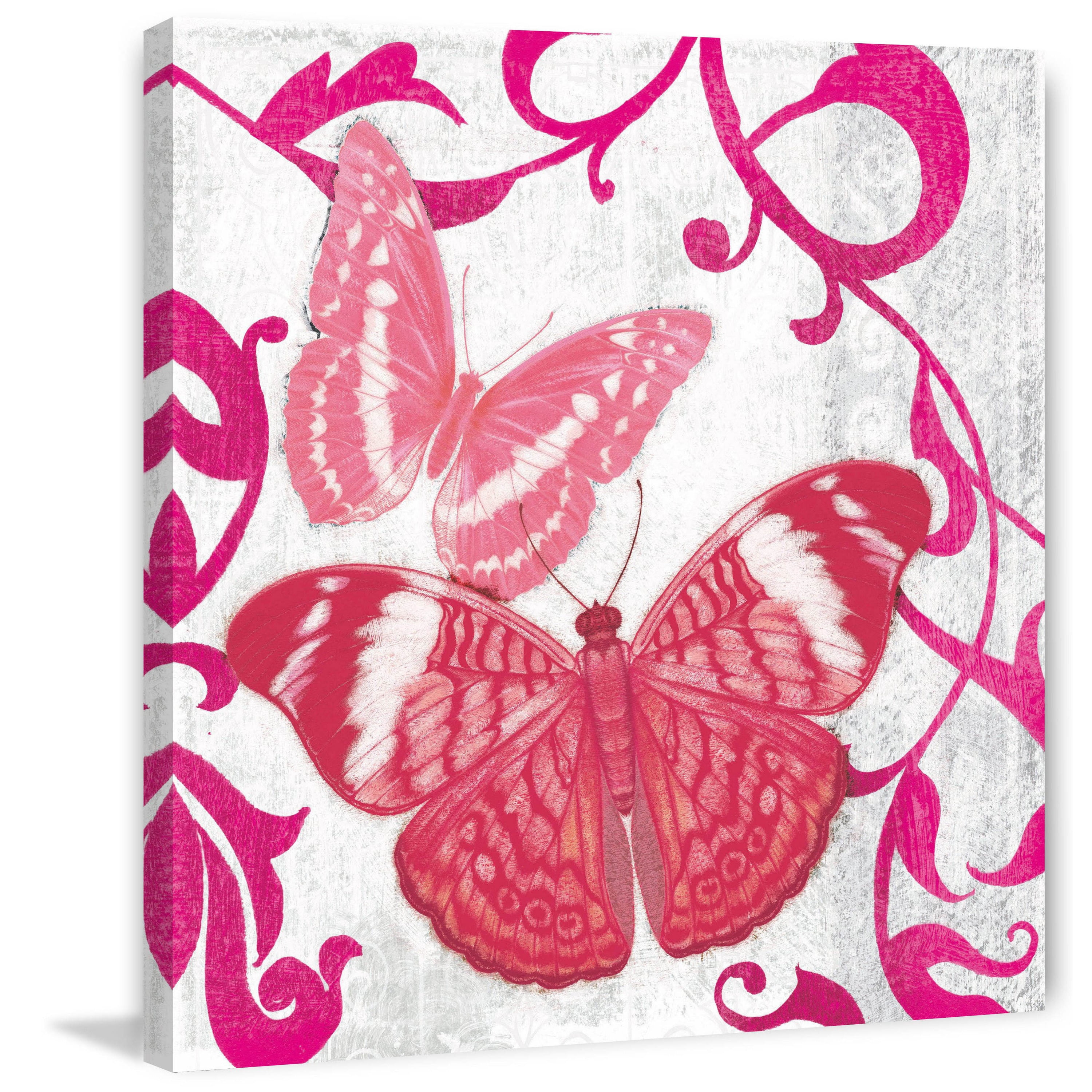 "A Fuschia Butterfly I" Painting Print on Wrapped Canvas