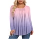 thumbnail image 1 of Mujeres de Manga Larga Tops Casual de Moda Gradiente Impresión Cuello Redondo Plegado Tamaño Superior para Uso Diario Y de Fiesta, 1 of 5