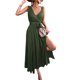 thumbnail image 3 of Txlixc Vestido de mujer de color sólido sin mangas, cuello en V profundo, cruzado, vestido de piernas altas Txlixc  moda, 3 of 7