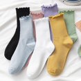 thumbnail image 4 of GZEFJRQM Athletic Socks Women 5 Pairs Ruffle Slouch Socks for Women Cute Cotton Crew Socks Frilly Knit Socks Ankle Socks for Women, 4 of 7