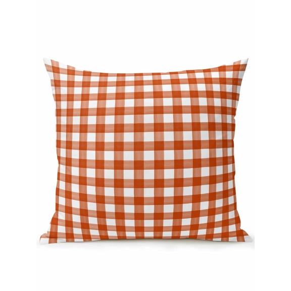 1 Pack Outdoor Throw Pillow, Caramel Plaid Waterproof Pillow with Insert Included, Farmhouse Country Orange Buffalo Checkered Decorative Accent Cushion Sofa Pillows for Patio Porch, 16 x 16 In
