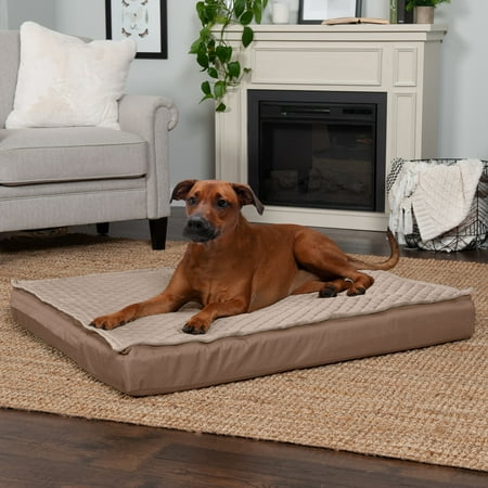 UPC: 0842229127119 | FurHaven Pet Products Quilt-Top Convertible Indoor-Outdoor Deluxe Memory Top Pet Bed for Dogs & Cats – Sand Jumbo