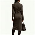 thumbnail image 5 of Women's Pleated Velvet Super Long Dress Long Sleeve High Neck Tight Long Dress Fashion Solid Color for Winter Elegance and Formal Events,Coffee,M, 5 of 6