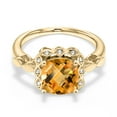 thumbnail image 3 of Gem Stone King 2.10 Ct Cushion Checkerboard Yellow Citrine White Created Sapphire 18K Yellow Gold Plated Silver Ring, 3 of 6