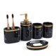 thumbnail image 1 of de accesorios de , 5 piezas, dispensador de loción con soporte para cepillo de con apariencia de mármol, 2 vasos - Negro BLESIY Plato de jabón de baño, 1 of 8