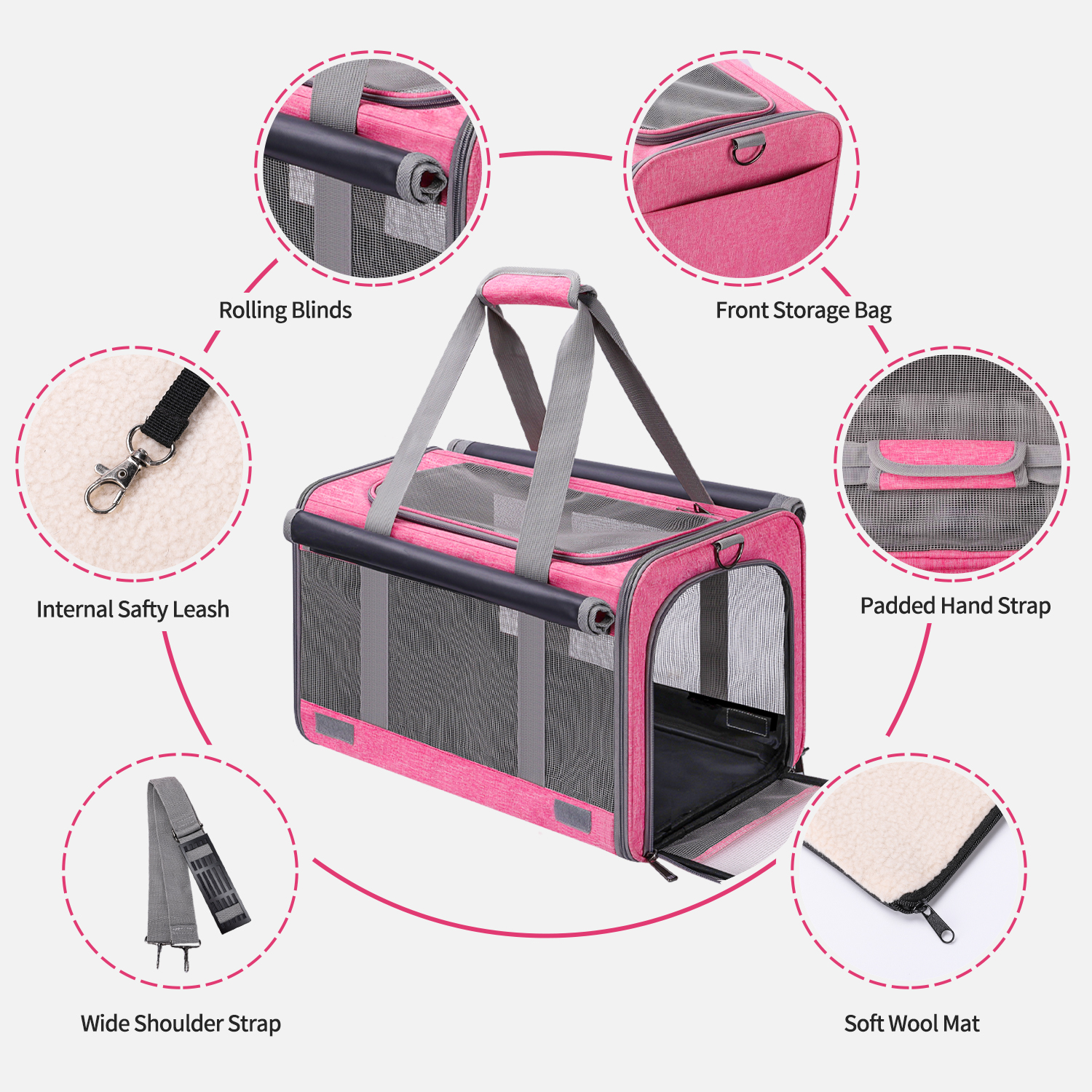 Cshidworld Collapsible Airline Approved Cat Carrier, Pink photo 5