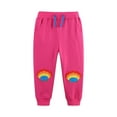 thumbnail image 2 of qolati Baby Boys Girls Sweatpants Cotton Toddler Joggers Pants Cute Embroider Printed Elastic Waist Drawstring Athletic Pants with Pockets Hot Pink 2 Years, 2 of 6