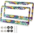 thumbnail image 2 of 2Pcs License Plate Frames Mardi Gras Universal Aluminum License Plate Holder Cover Rust-Proof Car Tag Frame with Screw Caps Home Decor, 2 of 7