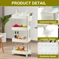 thumbnail image 6 of VECELO 4-Tier Rolling Utility Cart with Lockable Caster Wheels, Extra Hanging Cups and Hooks, Storage Shelves Organizer Cart for Living Room Bathroom Kitchen Office, White, 6 of 9