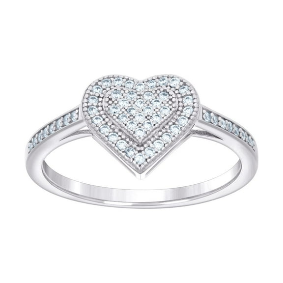 925 Sterling Silver Womens Cubic Zirconia Love Heart Ring 9.3x1.7mm Wide Size 6 Statement Ring for Women