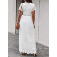 thumbnail image 4 of Vestido de novia de encaje floral con escote en V para mujer, vestido largo de fiesta de noche para dama de honor de manga corta, 4 of 6