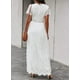thumbnail image 4 of Vestido de novia de encaje floral con escote en V para mujer, vestido largo de fiesta de noche para dama de honor de manga corta, 4 of 6