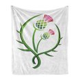 thumbnail image 1 of Thistle Soft Flannel Fleece Throw Blanket, Thistle Illustration Graphic Floral Theme for Scotland Flower, Cozy Plush for Indoor and Outdoor Use, 50" x 60", Lime Green White, by Ambesonne, 1 of 6