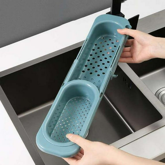 Topumt Telescopic Sink Holder, Adjustable Sink Organizer Holder Dish Cloth Hanger for Home Kitchen, Hanging Caddy Organizer for Sponges