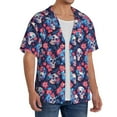thumbnail image 2 of Yiaed Skull flower blue Print Mens Casual Wrinkle Free Shirts Short Sleeve Button Down Summer Stretch Dress Shirt-4X-Large, 2 of 5