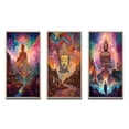 thumbnail image 2 of Designart "Psychedelic Buddha Amidst Mountain Serenity VII" Buddhism Framed Wall Art Set Of 3 - Pink Traditional Frame Canvas Set For Living Room Decor, 2 of 6