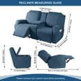 thumbnail image 3 of KINCAM Recliner Sofa Slipcovers with Middle Console, Stretch Reclining Loveseat Couch Cover for Pets Furniture Sofa Cover, Turquoise Blue, 3 of 9