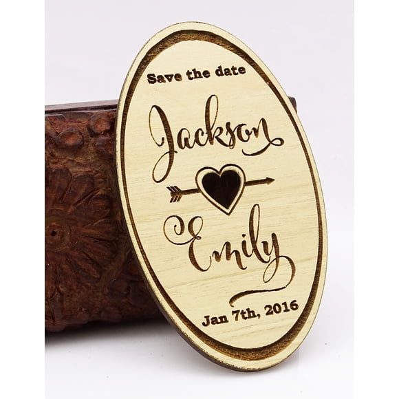 Aimant en Bois Gravé Personnalisé Cadeau 20 Rustique Mariage Sauvegarder la Date Aimant en Bois