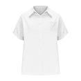 thumbnail image 2 of Camisa Estilo Boyfriend A Rayas Fruncidas para Mujer, Informal, con Cuello Corto, Mangas , Botones y Bolsillo, Color XXXL, 2 of 7