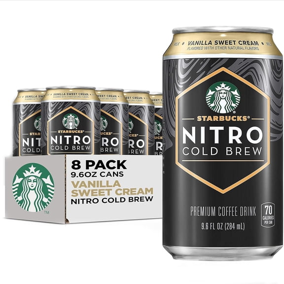Starbucks Nitro Cold Brew Vanilla Premium Iced Coffee Drink, 9.6 fl oz, 8 Pack Cans