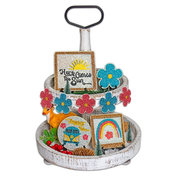 Kit de diamante pintura decoración de escritorio pintura de cristal escritorio (adorno de coche de flores)
