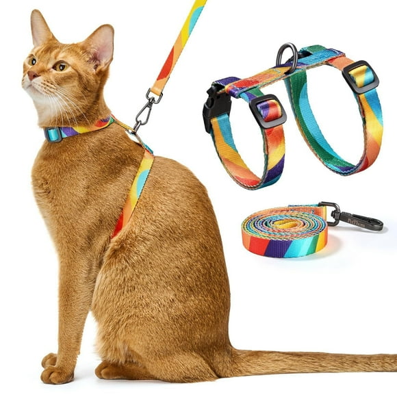Harnais et Laisse pour Chat Ajustables, Conception de Gilet Sécuritaire en Forme de I pour une Marche Extérieure Sécuritaire, Sangle de Poitrine pour Animal de Compagnie Confortable