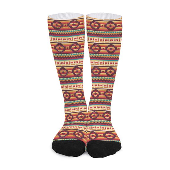 DIQADILA Native Inspired Pattern Print Long Socks