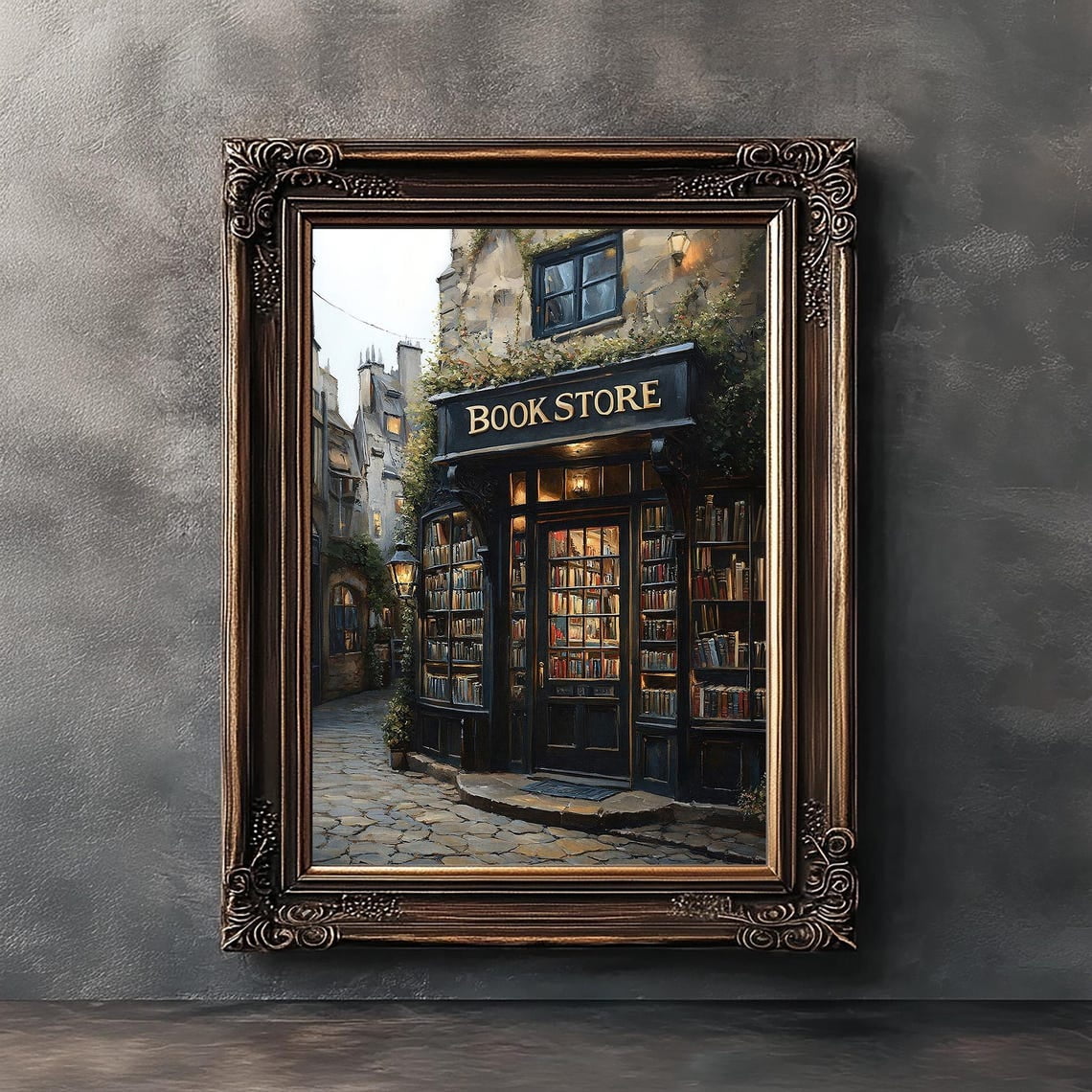 Bookstore Wall Art Print Antique Book Lover Books Vintage Dark Academia Cottagecore Gothic Library And Gallery Wall Decor