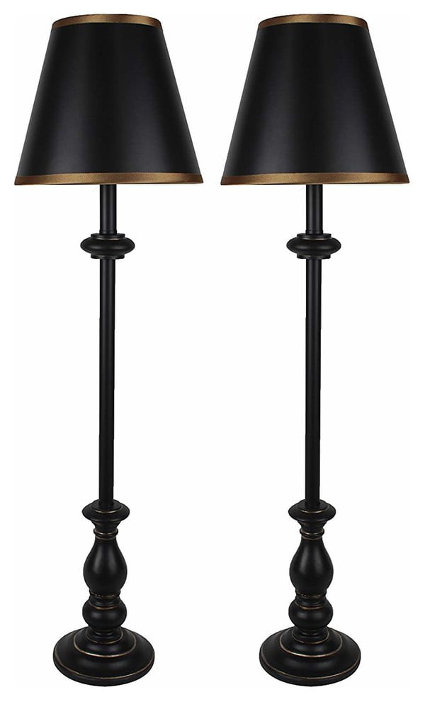 Urbanest Banchetto Buffet Lamps Distressed Black With Gold Trim