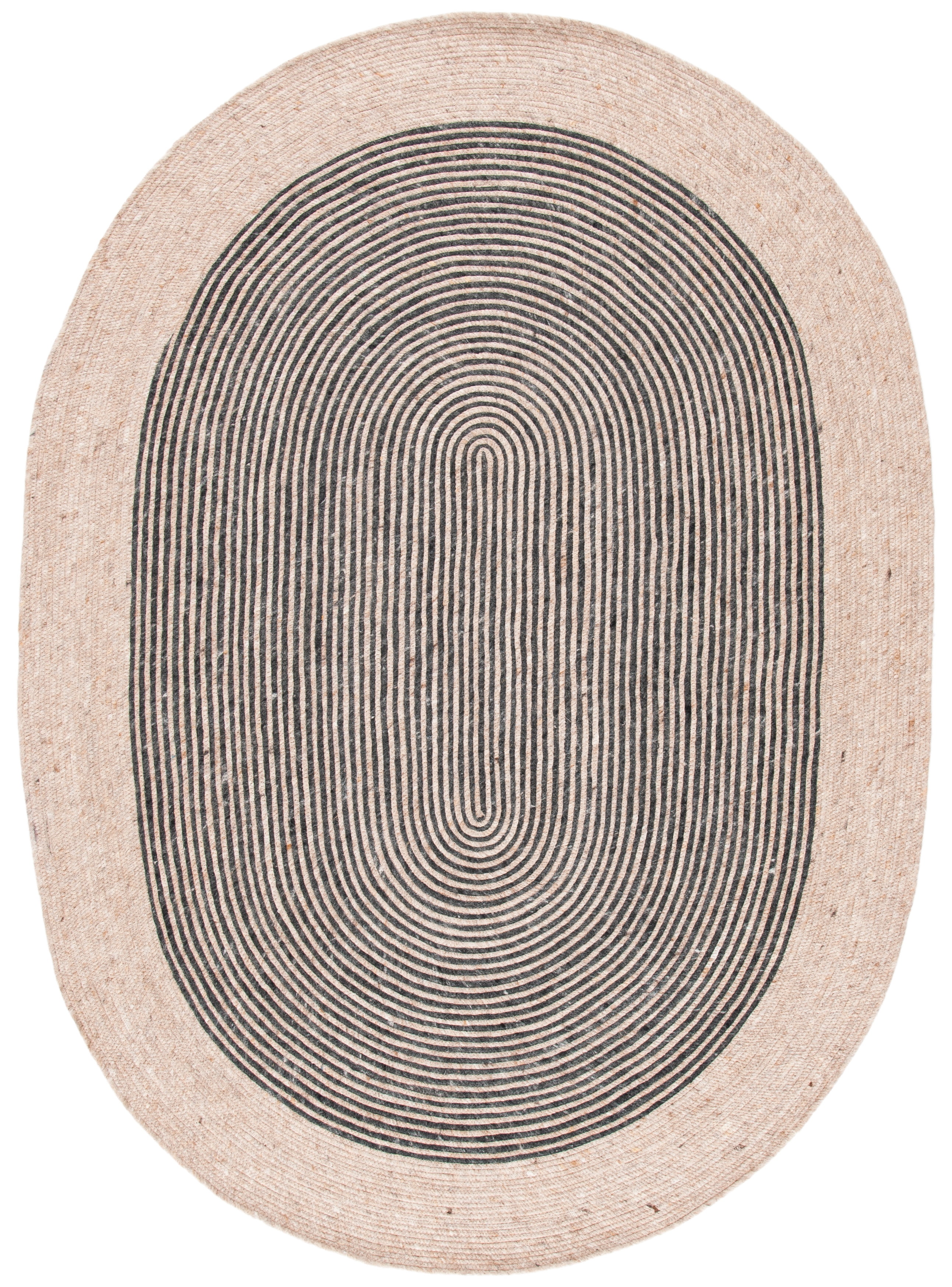 SAFAVIEH Braided Lars Geometric Reversible Area Rug, Beige/Black, 6' x 9' Oval