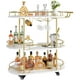 thumbnail image 1 of ChaoLink Carrito para bar dorado, carrito de bar de 3 niveles para el hogar, carrito giratorio dorado con soporte para vinos y porta vasos, carrito para servir en sala, cocina y comedor, con ruedas, 1 of 7