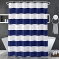 thumbnail image 6 of Navy Blue Shower Curtain Stripes, 72" W x 72" H Blue and White Shower Curtain, Fabric Shower Curtain for Bathroom, with 2 Heavy Stones, 6 of 6