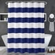 thumbnail image 4 of Cortina de ducha azul marino con rayas, 180 x 180 cm, color azul y blanco, tela impermeable para baño., 4 of 5