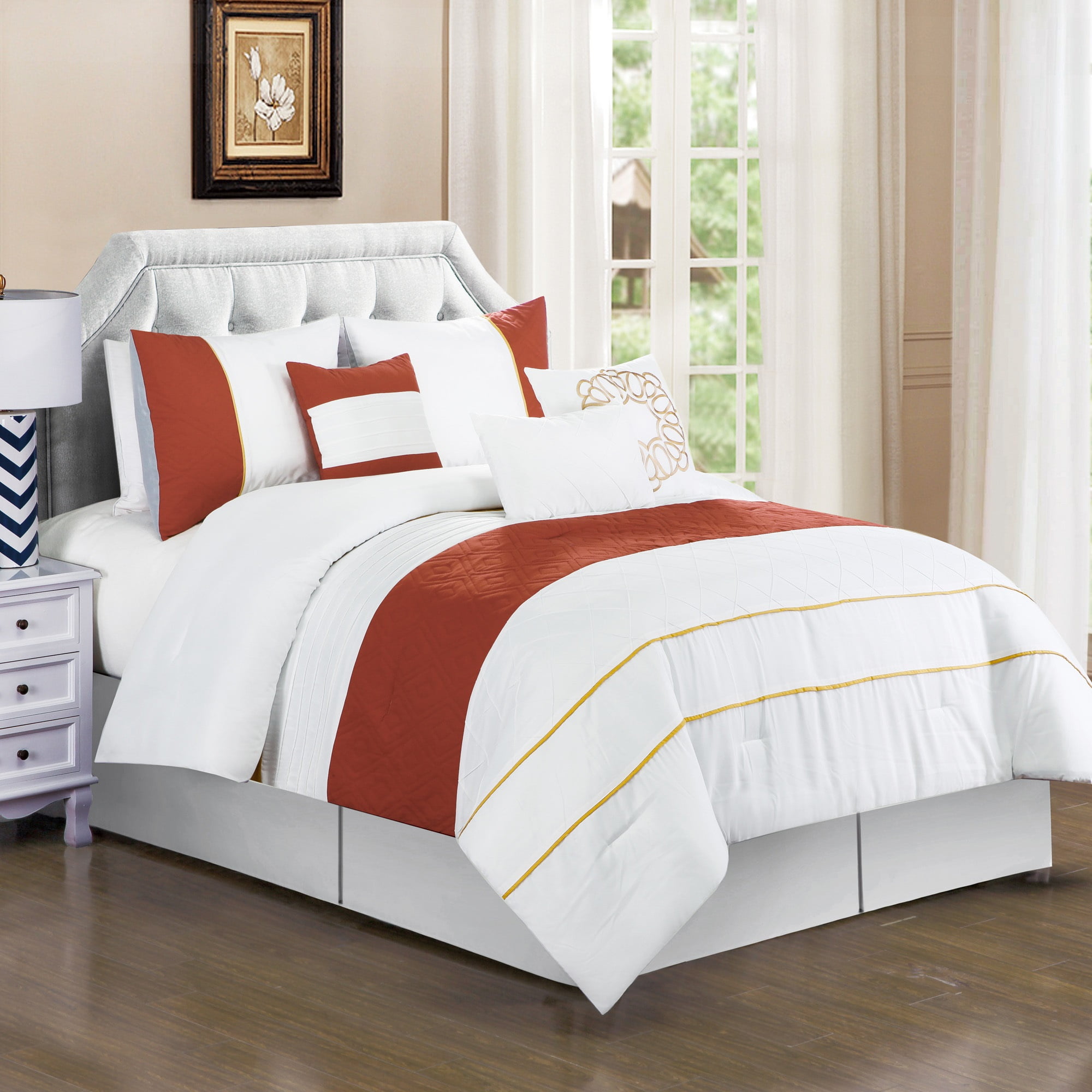 HGMart Bedding Comforter Set Bed In A Bag - 7 Piece Luxury Microfiber
