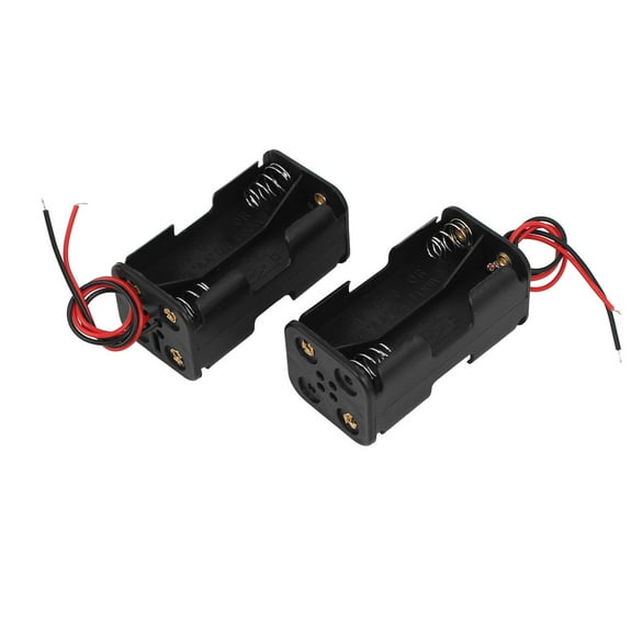 2Pcs 6V Output 4 x AA Battery Double Layer Storage Case Box Holder Wire Black