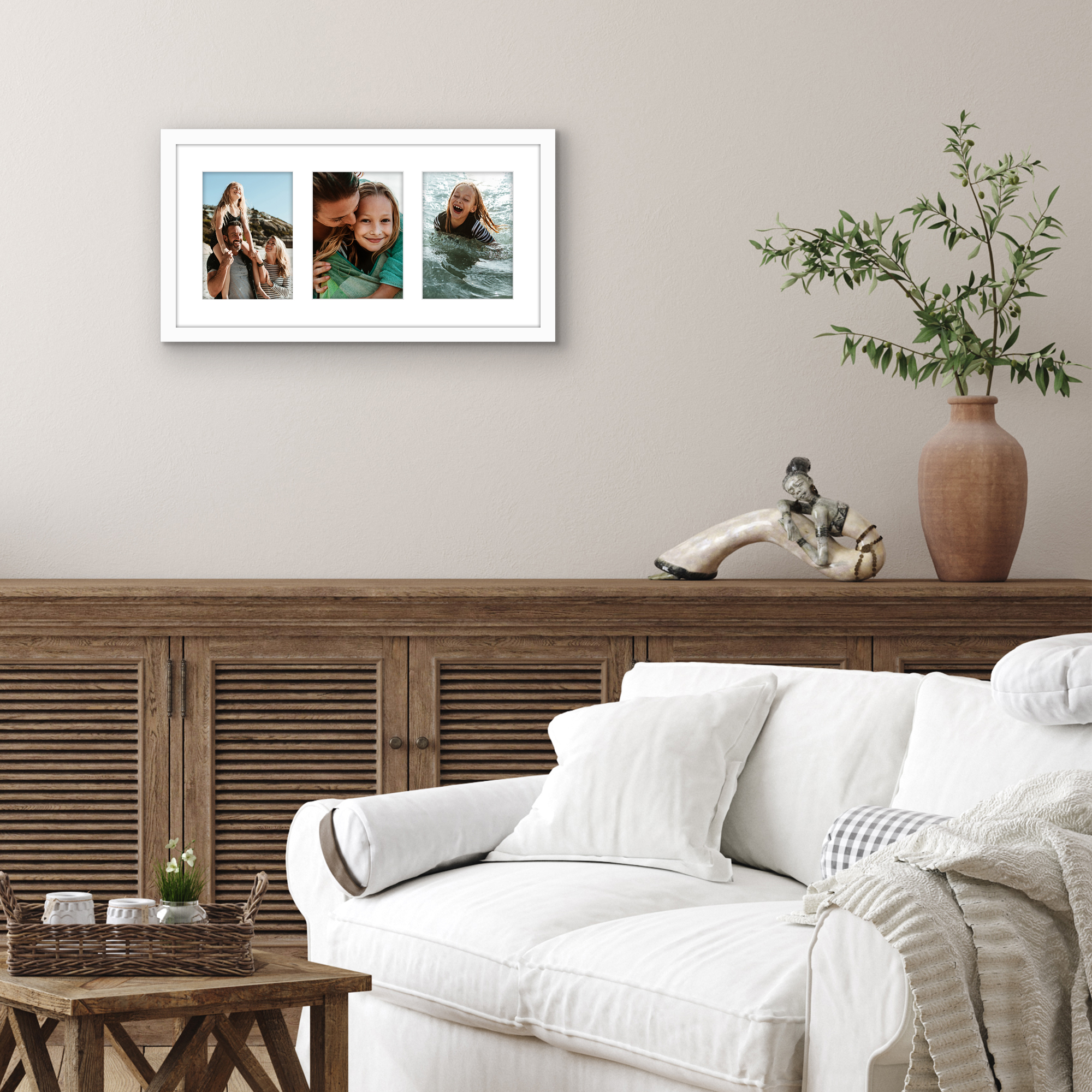 Americanflat 5x7 Picture Frame with Polished Plexiglass Collage Fits 3 Use as One 10x20 Signature - White