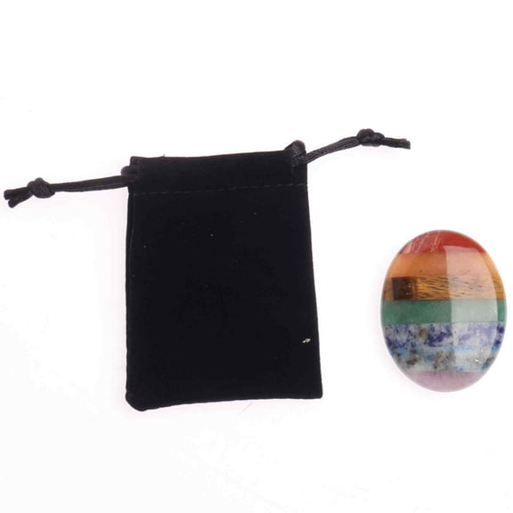 7 Chakra Crystal Worry Stone for Anxiety Relief,Healing Crystal Gifts for Women,Thumb Worry Stone for Anxiety, Polished Crystal Gemstone Thumb Stone Meditation Gifts Small Gifts