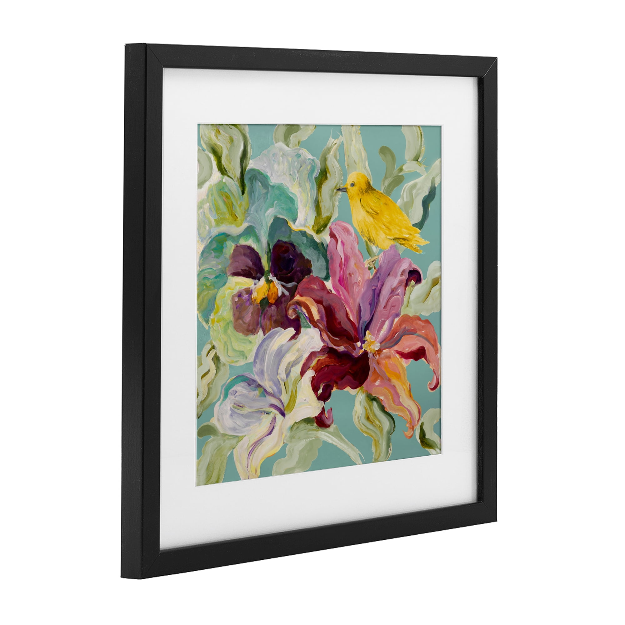 Stupell Industries Lyrical Garden Canary Black Framed Print Under Glass, design by Lanie Loreth