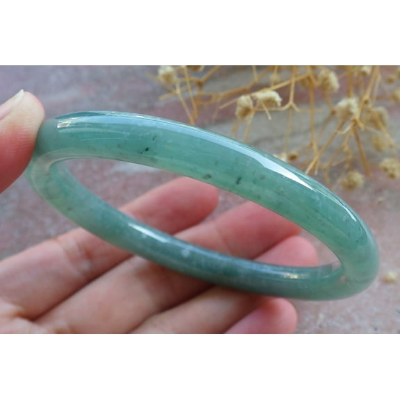 Icy Green Natural A JADE Jadeite Circle Bangle Bracelet 58 mm 683887 TN