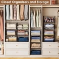 thumbnail image 6 of XCOSRACK 4-Tier Stackable Closet Organizer Baskets, Heavy-Duty Metal Wire Storage Shelves for Folded Clothes & Jeans, Foldable Wardrobe Organization for Bedroom, Black, 6 of 10